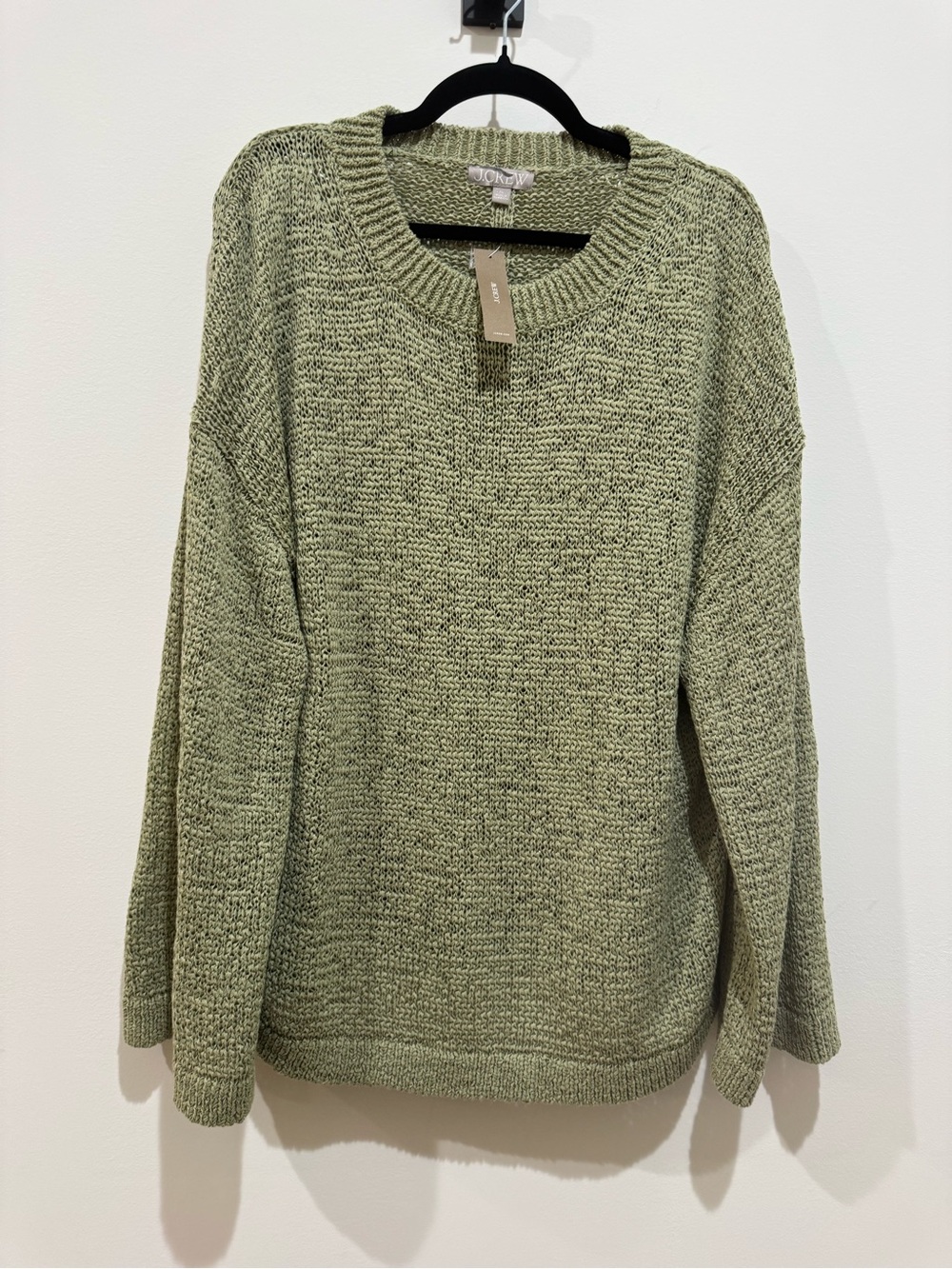 J. Crew women’s Green sage Crewneck Montauk long sleeve ribbed SweaterSzXL NWT - Picture 4 of 9